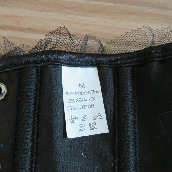 WHIMSIGOTH Goth Dark Fairy Goth Pirate Steampunk Lace Satin Boned Corset Size M - Picture 13 of 13